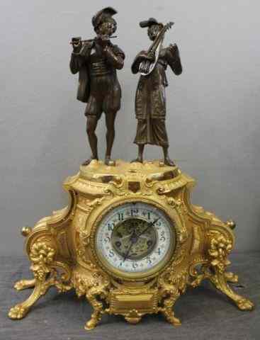 Appraisal: Dore Bronze Clock with Escapement Movement From a Garden City