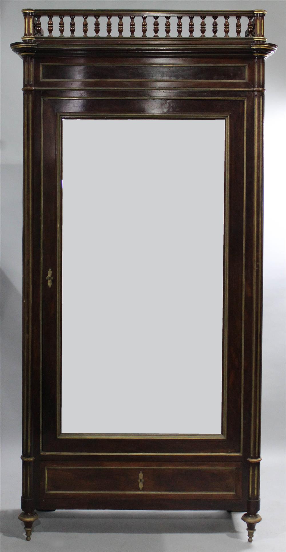 Appraisal: LOUIS XVI STYLE PARCEL GILT MAHOGANY MIRRORED ARMOIRE circa the