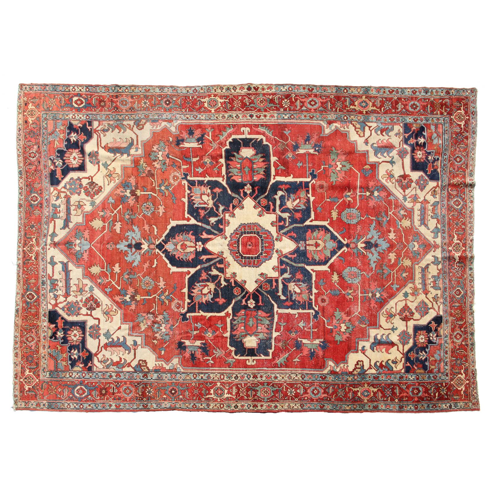 Appraisal: Antique Persian Heriz Carpet circa in a serapi design and