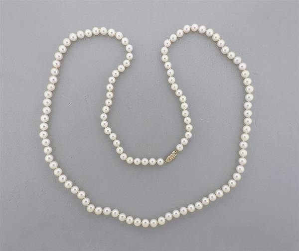 Appraisal: K Gold - mm Pearl Necklace METAL K Gold GEMSTONES