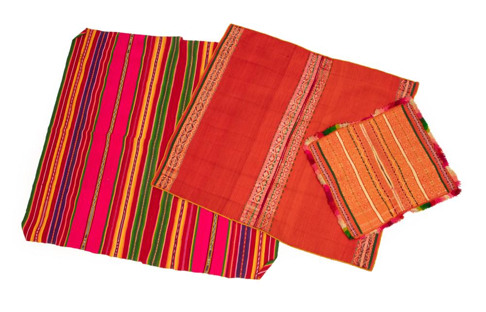 Appraisal: Two Bolivian Woven Blankets hand woven and embroidered l in