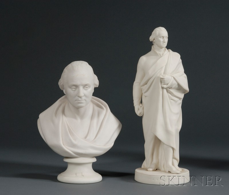 Appraisal: Two Parian George Washington Items England th century a standing