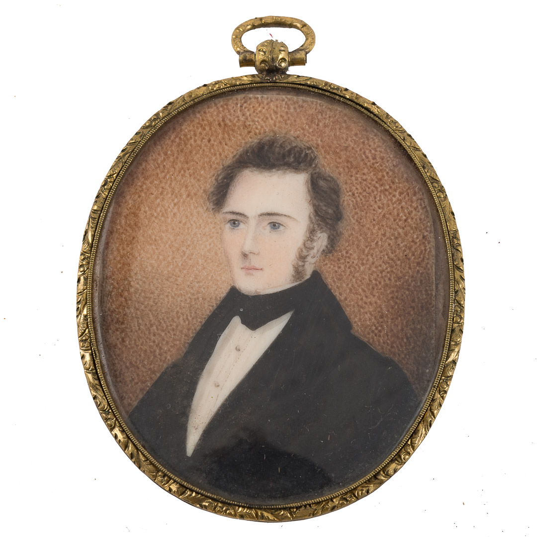 Appraisal: American School th century miniature portrait of a man gouache