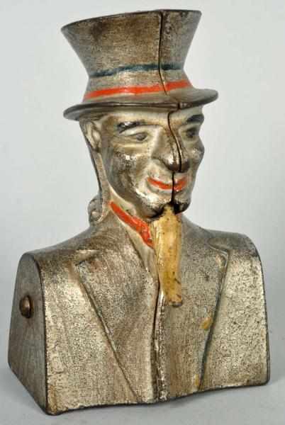 Appraisal: Cast Iron Uncle Sam Bust Mechanical Bank Beautiful original example