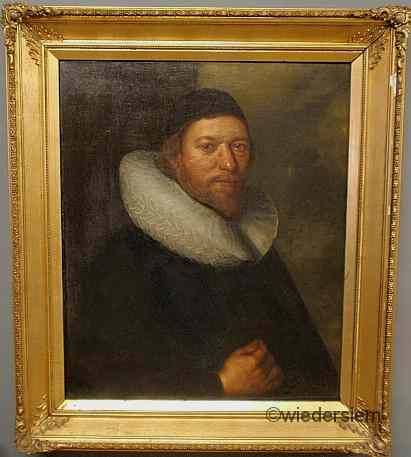 Appraisal: Oil on canvas Tudor style portrait of Charles Tayspill at