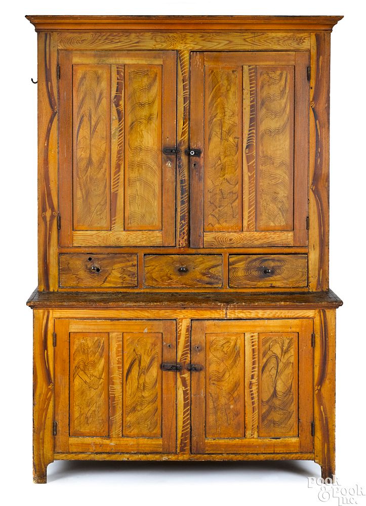 Appraisal: Pennsylvania painted two-part Dutch cupboard Pennsylvania painted pine two-part Dutch