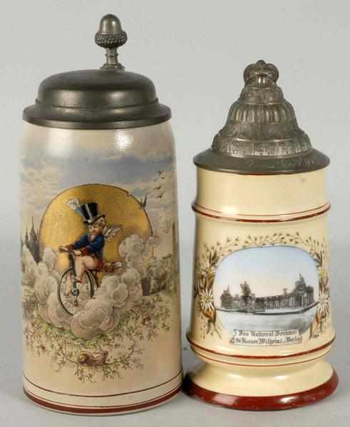 Appraisal: Lot of German Steins Description Includes a one-liter pottery stein