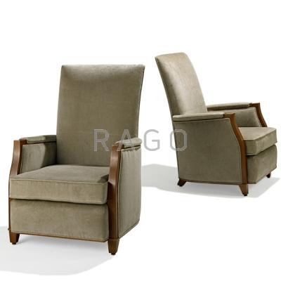 Appraisal: DOMINIQUE Pair of lounge chairs France s Sycamore velvet Branded