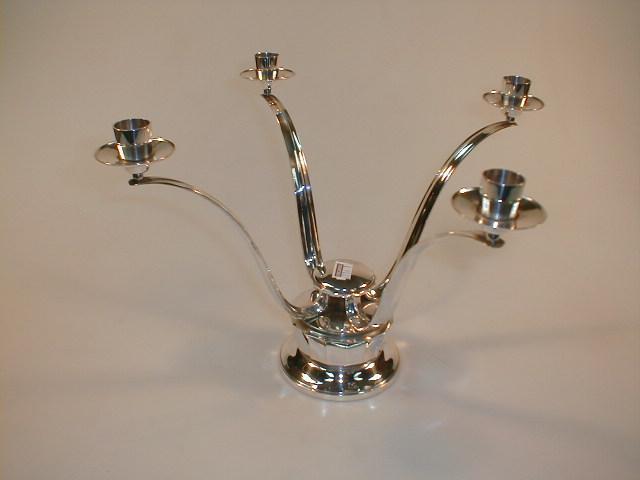 Appraisal: A silver four branch candelabrum of contemporary design the S