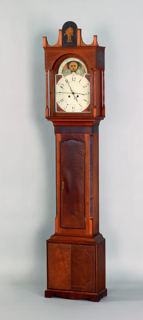 Appraisal: Pennsylvania Federal mahogany and walnut tall case clock ca the