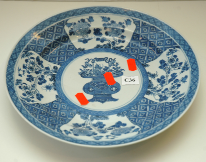 Appraisal: TH CENTURY CHINESE BLUE WHITE PLATE CHARACTER KANGXI MARK TO