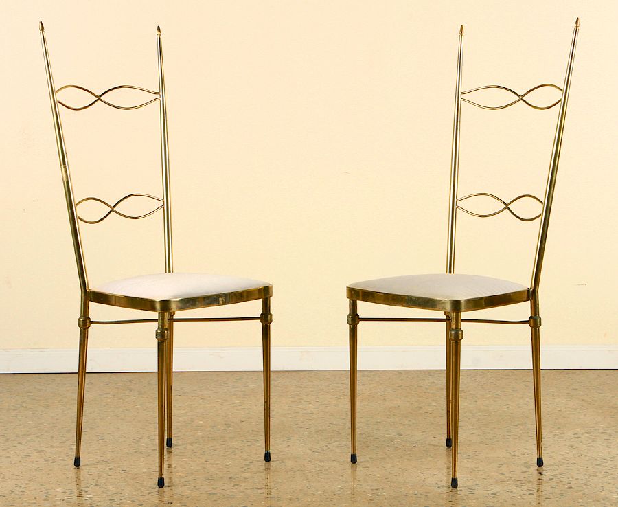 Appraisal: PAIR BRASS ITALIAN SIDE CHAIRS GIO PONTI A pair of