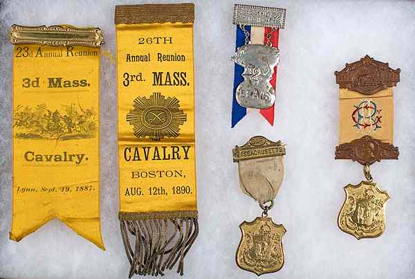 Appraisal: Civil War - Veterans Five Massachusetts GAR Ribbons Lot of