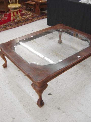 Appraisal: CHIPPENDALE STYLE BEVELED GLASS TOP COFFEE TABLE