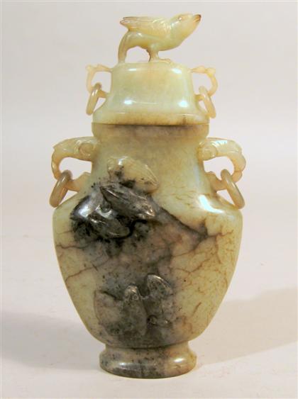 Appraisal: Chinese green and black jadeite covered vase late th century