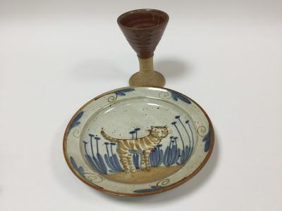 Appraisal: A circular bowl painted a cat among foliage cm diameter