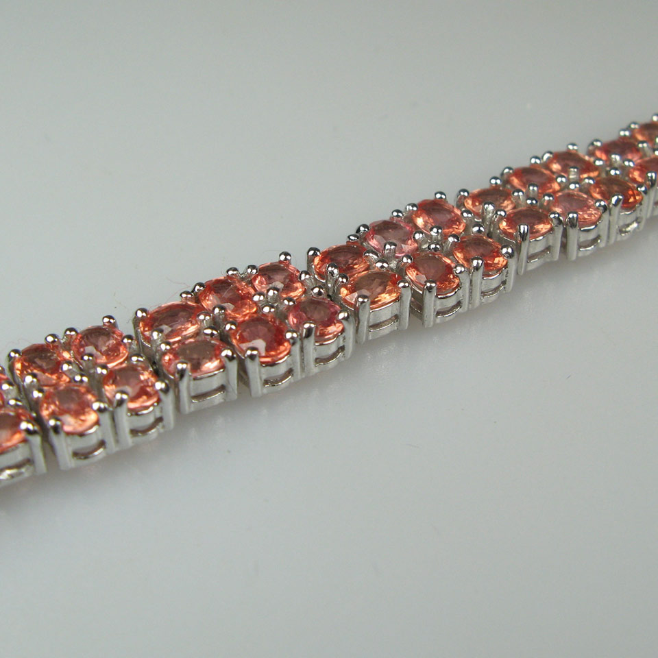 Appraisal: English k White Gold Bracelet set with full cut padparadscha