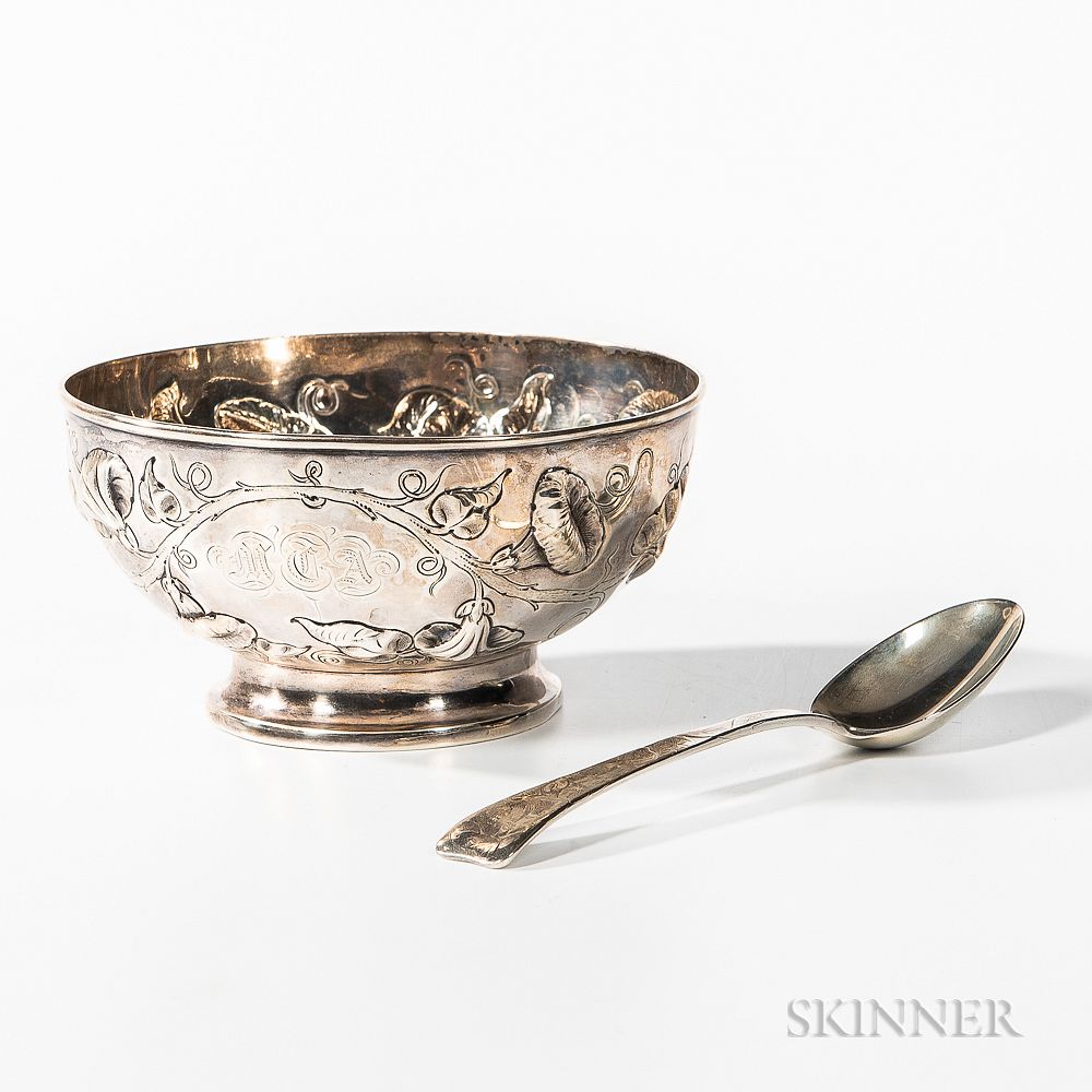 Appraisal: Jones Ball Poor Coin Silver Bowl and Tiffany Co Spoon