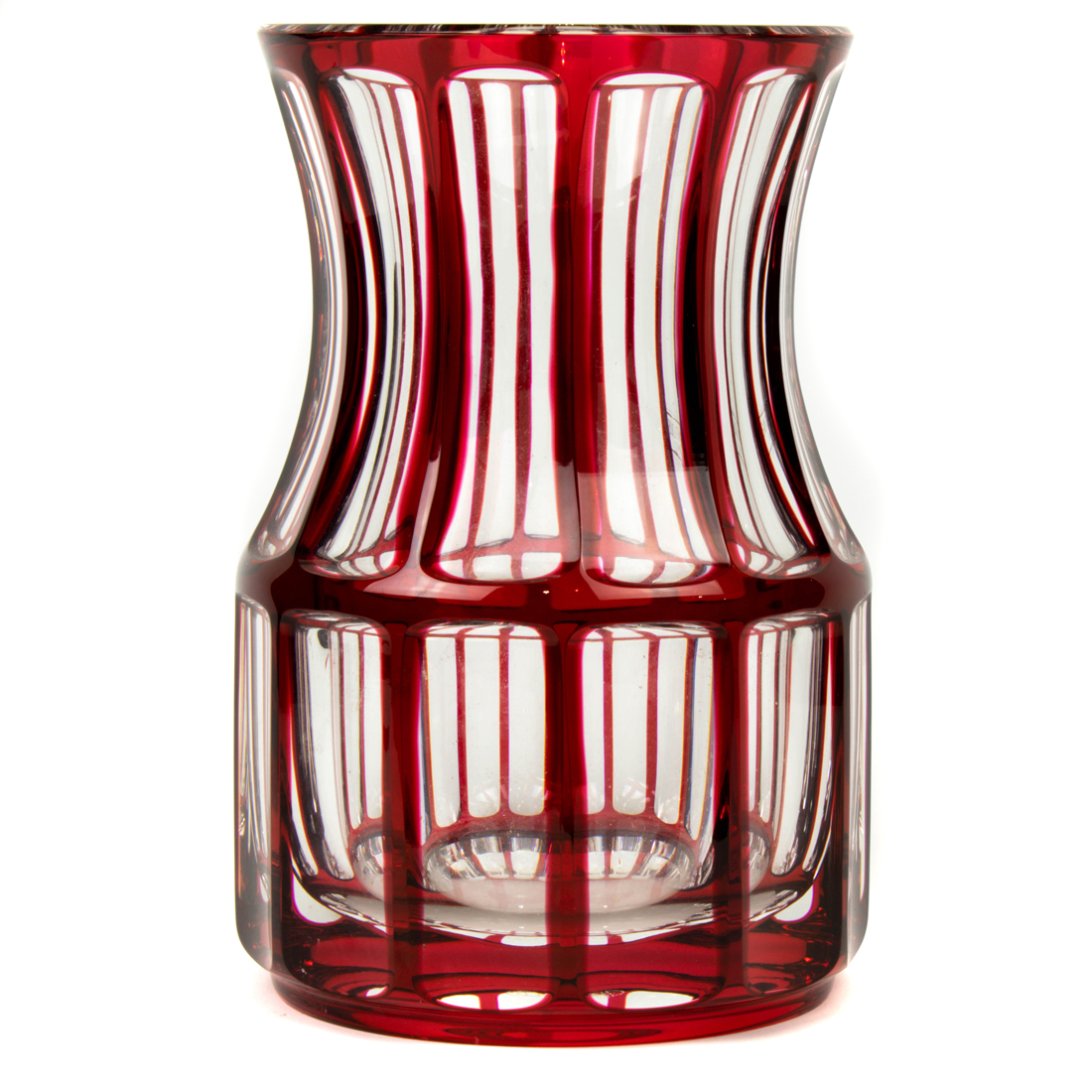 Appraisal: SAINT-LOUIS CRISTALLERIE RUBY FLASHED CUT TO CLEAR GLASS VASE Saint-Louis