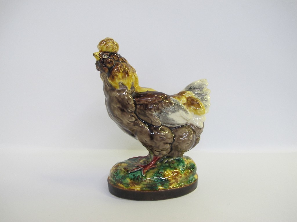 Appraisal: Majolica figure of a hen impressed no