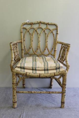 Appraisal: Vintage Faux Bamboo Paint Decorated Arm Chair A beautifull and