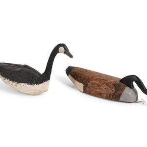 Appraisal: Two Canadian Goose Decoys Mid- th Century comprising a canvas