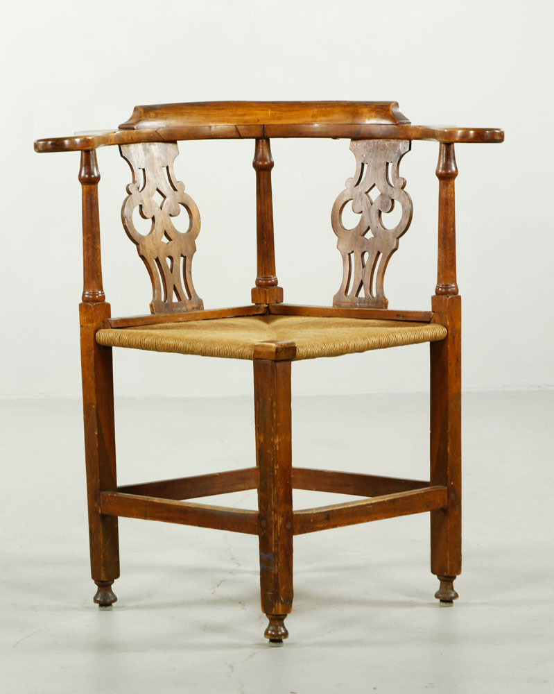 Appraisal: - th C American Chippendale Country Corner Chair th century