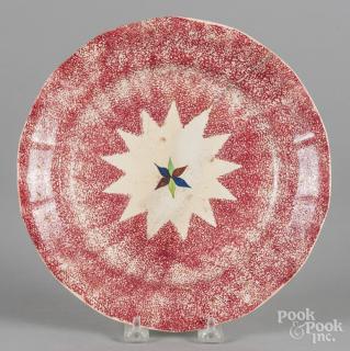 Appraisal: Red spatter plate with star decoration '' dia