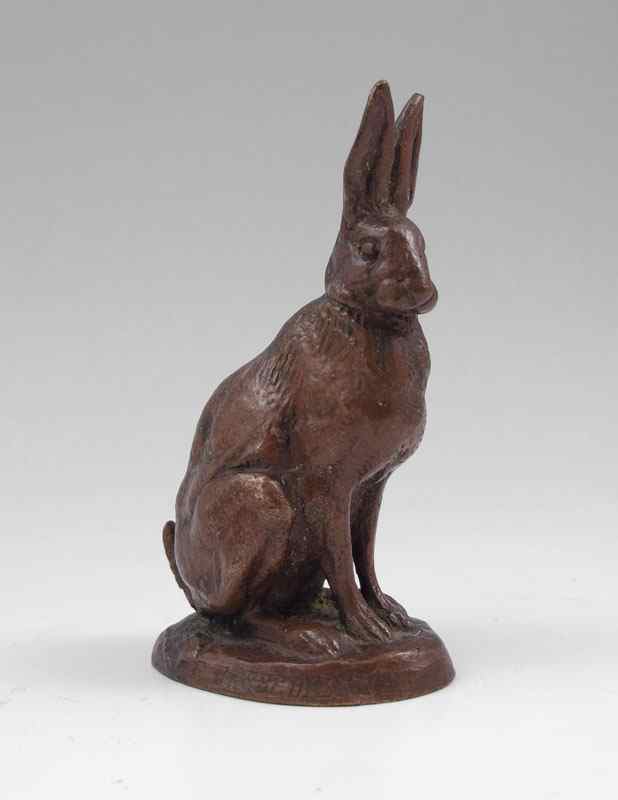 Appraisal: BARYE BRONZE HARE ON HIS HAUNCHES '' h x ''