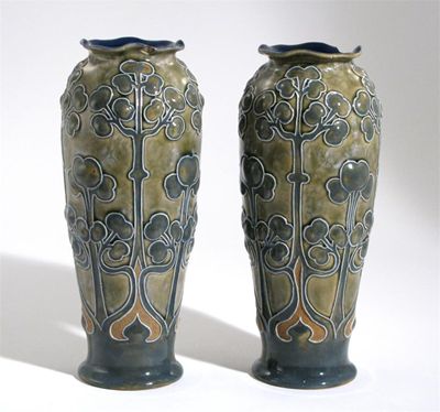 Appraisal: A pair of Royal Doulton stoneware vases by Frank Butler