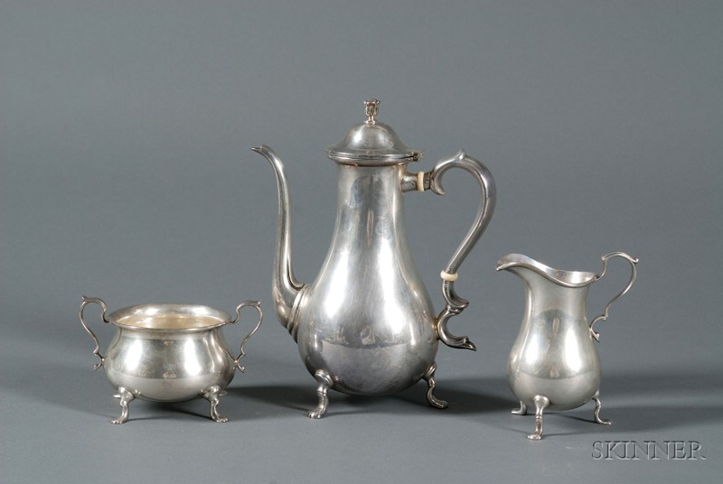 Appraisal: Three-Piece Richard Dimes Sterling Demitasse Set early th century comprising