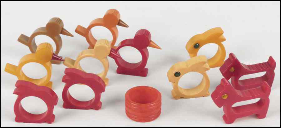 Appraisal: GROUP OF TEN BAKELITE NAPKIN RINGS Condition No Specific Condition