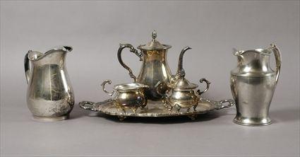 Appraisal: Six Silverplate Table Articles Including a Poole three-piece coffee service