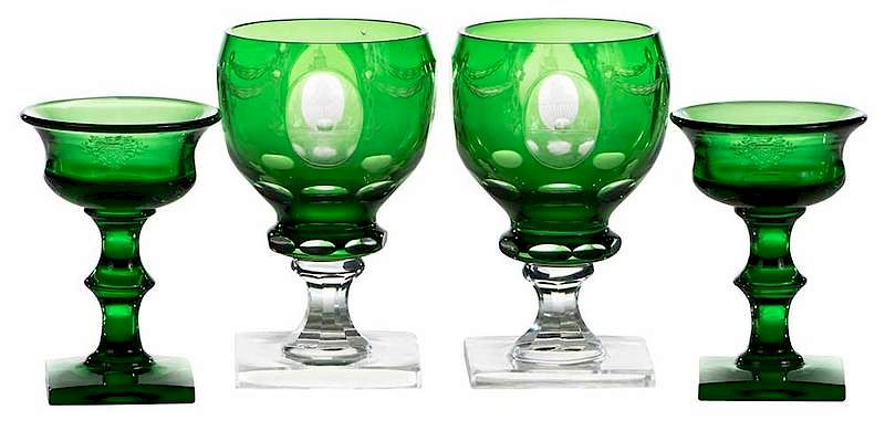 Appraisal: Two Pairs Steuben Pomona Glass Goblets both pairs Steuben heavy