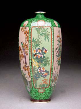 Appraisal: FINE GINBARI AND CLOISONN VASE Very fine and very unusual