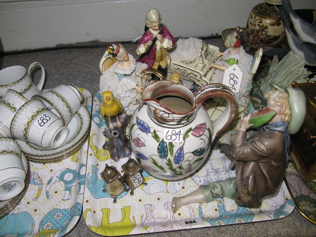 Appraisal: Tray of assorted figure groups to include Capodimonte etc