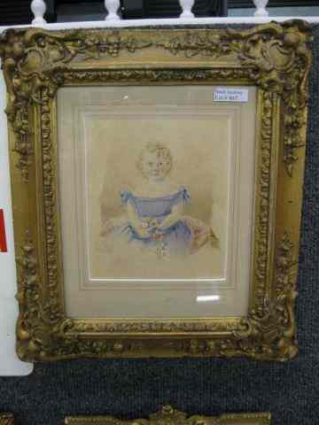 Appraisal: th Century Miniature of a Young Girlwith flowers signed image