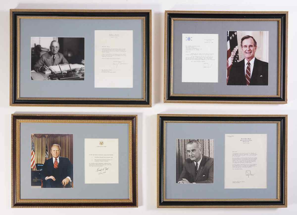 Appraisal: COLLECTION OF FRAMED PRESIDENTIAL SIGNED LETTERS To include George Bush