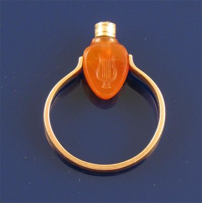 Appraisal: An unusual early th century gold ring mounted with a