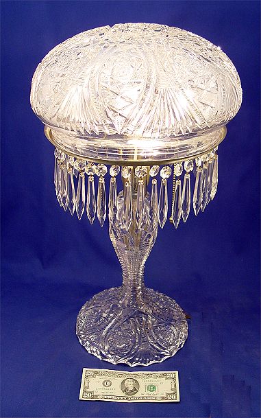 Appraisal: J HOARE BRILLIANT PERIOD CUT GLASS LAMP Shade is original