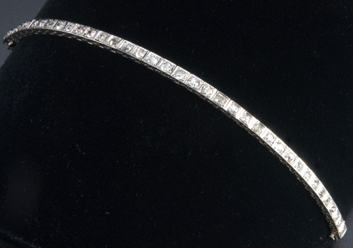 Appraisal: Art Deco diamonds line bracelet in k wg with thirty-eight