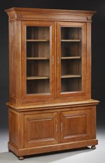 Appraisal: French Louis Philippe Carved Oak Bookcase Cupboard French Louis Philippe