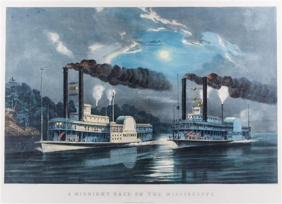 Appraisal: Sale Lot CURRIER IVES A Midnight Race on the Mississippi