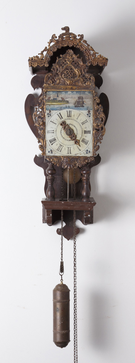 Appraisal: Single Hand Dutch Lantern Clock with Alarm Original painted metal