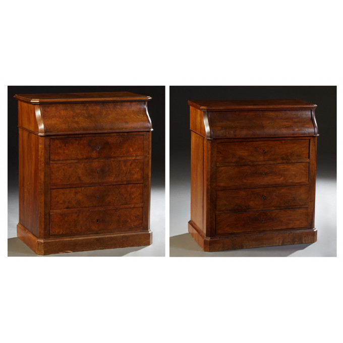 Appraisal: Pair of French Louis Philippe Carved Walnut Chemin-de-Fer Marble Top