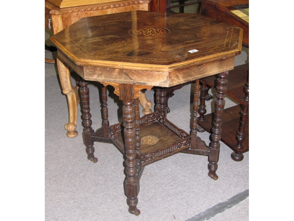 Appraisal: Victorian rosewood and inlaid octagonal centre table