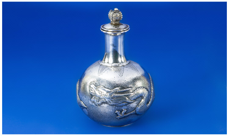 Appraisal: Chinese Late th Century Silver Scent Bottle And Cover With