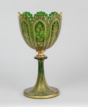 Appraisal: A Bohemian Glass Potpourri Chalice A large emerald green Bohemian