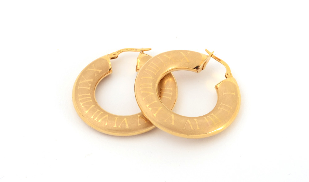 Appraisal: K GOLD HOOP EARRINGS Italian made yellow gold hoop earrings