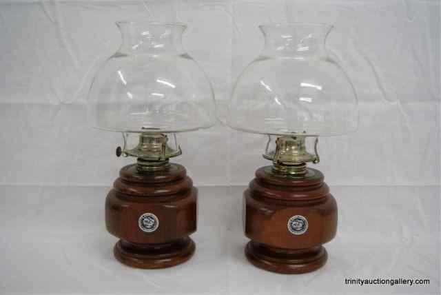 Appraisal: Pair Lamplight Farms Wood Based Oil LampsMade of Solid oak